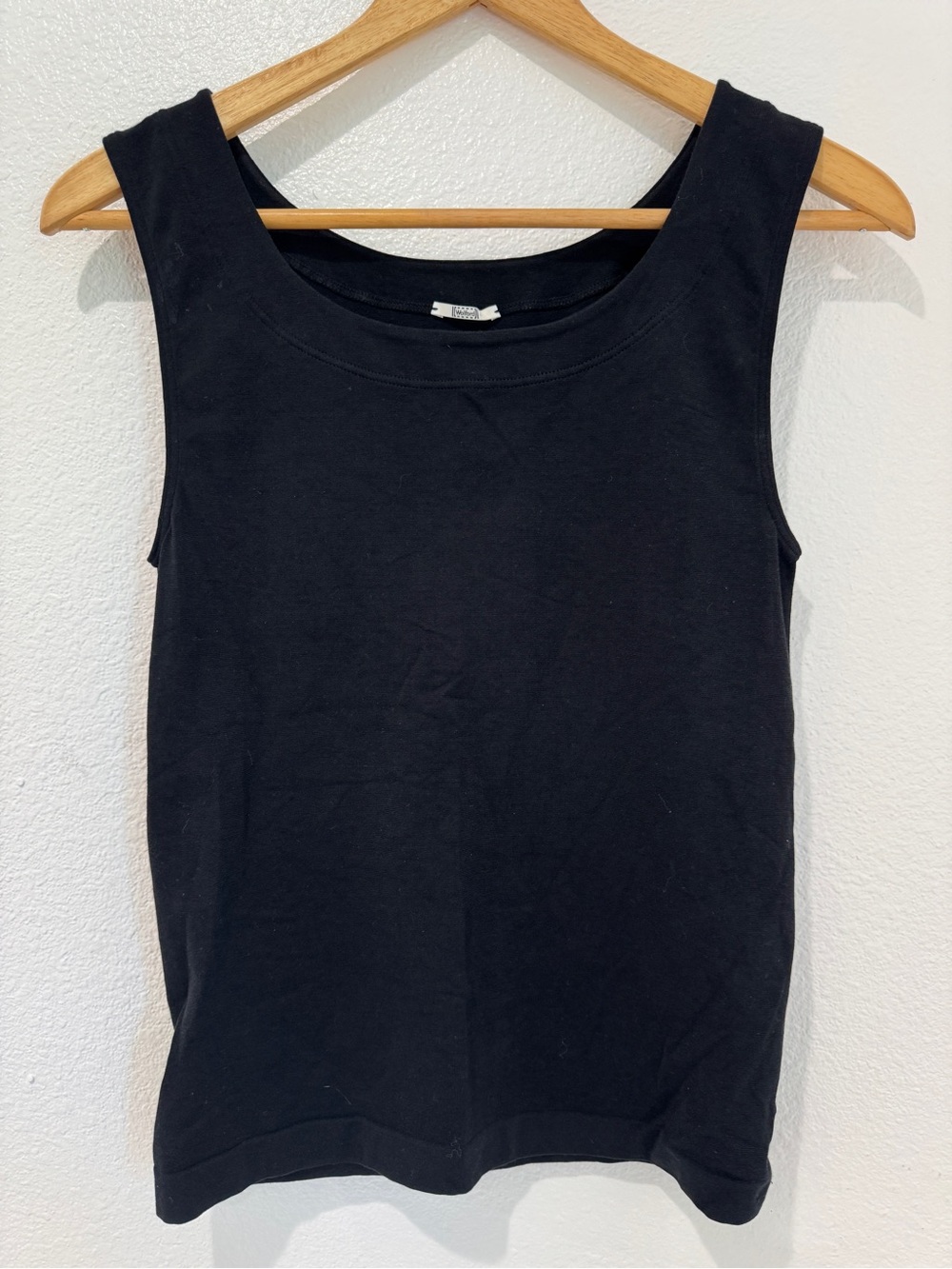 Wolford Opaque Naturel Cotton Blend Seamless Scoop Neck Tank Top Cami Black M